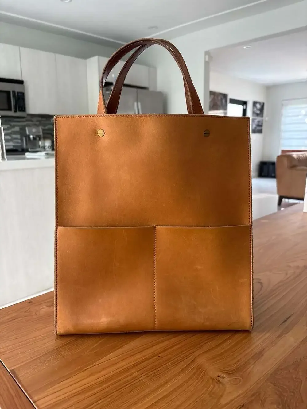 Madewell The Passenger Convertible Leather Tote Bag in English Saddle - Picture 1 of 8